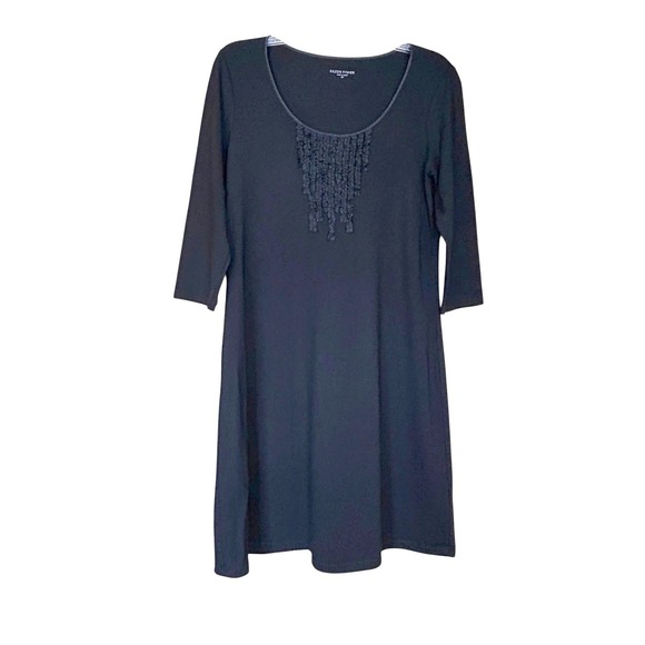 Eileen Fisher Dresses & Skirts - Eileen Fisher System Black Knit Dress Size XS Ribbon Detail Minimalist Capsule